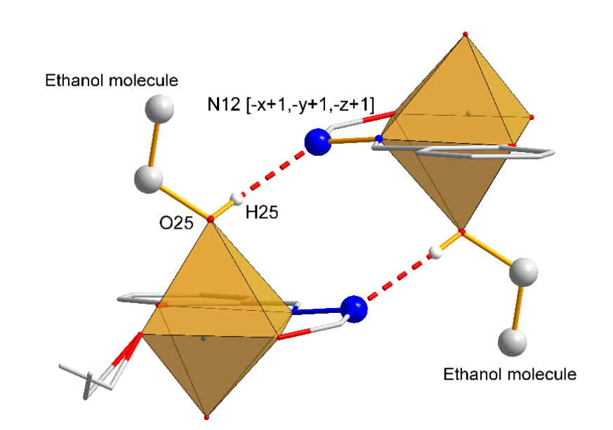 The hydrogen bonds in 1