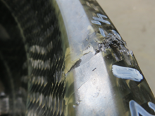 Figure 5. Wheel after impact testing- visible cracks